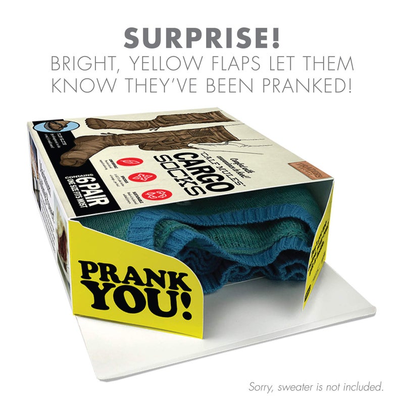 Prank Pack Prank-O Cargo Socks â€“ Funniest Prank Gift Box | Hilarious Empty Gag Gift for White Elephant & Christmas 2025 | Funny Gift Box for Coworkers, Friends & Men Who Have Everything, As Seen on Shark Tank - Image 2
